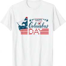Happy Columbus Day Design Tee Shirts Gift Unisex T-Shirt - White - View 1