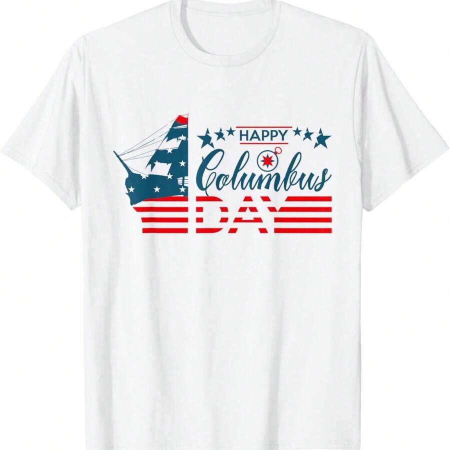Happy Columbus Day Design Tee Shirts Gift Unisex T-Shirt - White - View 1