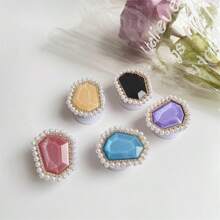 1 Piece Solid Color Crystal Faux Pearl Rhinestone Mobile Phone Holder Retractable Casual Desk Faux Pearl Gem Rhinestone Jewelry Support Stand With Adhesive Female Finger Buckle, Universal For Mobile Phones Compatible With IPhone, Android Phone, Gift For Birthday, Family, Friends Push-Pull Phone Grip, Phone Accessories - Multicolor - View 3