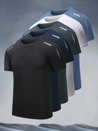 Kortärmad T-shirt med kortärmad sommartid för män, kortärmad t-shirt som andas och andas snabbt