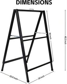 24 X 36 Inch A Frame Sign Double-Sided Folding Sandwich Board Heavy Duty Slide-In Sidewalk Signboard For Outdoor Street Advertising Poster(Frame Only,No White Board) - 黑色-1PACK雙面 - 查看 2