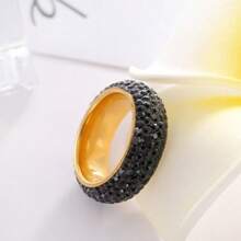1 Stück 5-reihiger geschwungener Ring aus Titan-Stahl mit Strass, modischer vielseitiger Partnerring, koreanischer Stil, europäisch-amerikanisch beliebt, 5-reihiger gewölbter Strass-Ring, Titan-Stahl-Keramik-Strass-Rundbögen Eheringe, Unisex für den täglichen Gebrauch