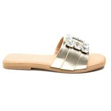 Slippers With Decorative Buckle And Ergonomic Insole - Gold - View 2