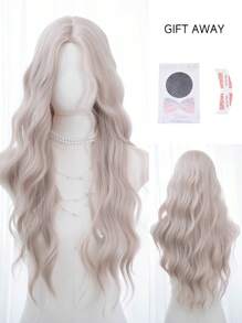 1 Synthetic Heat-Resistant ,Wavy Wigs Pink Wig ,28 Inches Long, Made Of Fiber, Suitable For Daily Use, Natural And Realistic Fake Hair(Excluding Accessories)