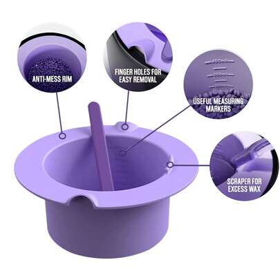 1pc Silicone Wax Melting Bowl, Heat-Resistant Wax Warmer Silicone Inner Bowl (Purple), 1pc Silicone Wax Spatula, Easy-To-Clean Silicone Wax Warmer Bowl, Silicone Wax Pot Wax Melting Bowl