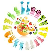 20/30/32/40 件卡通动物和水果食物签，颜色随机，塑料叉适用于家庭、餐厅、野餐、派对、午餐盒配件