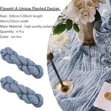 4 piezas Cheesecloth Camino de mesa estilo bohemio, decoración rústica y romántica para mesas de bodas, fiestas, ducha nupcial, graduación, restaurante - Beige