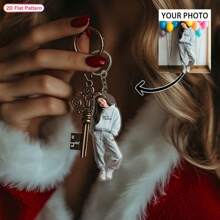 1 件定制图片钥匙扣吊坠，2D 平面亚克力钥匙扣，背包吊坠，生日礼物，复活节，情人节礼物，结婚礼物，适合情侣，周年纪念礼物 - 彩色 - 查看 2