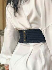 1 件女士文艺复兴配饰金色弹性腰带紧身胸衣蕾丝网眼性感腰带，适合万圣节派对或日常穿着 - 金色 - 查看 4