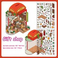 2 miếng dán + 1 tấm thiệp cảnh Thỏ dễ thương dán cảnh ngoài trời, miếng dán phong cảnh thu nhỏ nổi 3D sáng tạo mới, miếng dán vẽ thư giãn tự làm, miếng dán trang trí nhà búp bê giáo dục, không cần cắt - Nhiều màu - Xem 10