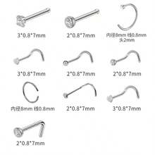 10/12/20/21 Pcs Hypoallergenic 316L Surgical Stainless Steel Nose Rings Hoops - Silvery Nose Piercings - L Shape And Corkscrew Nose Rings