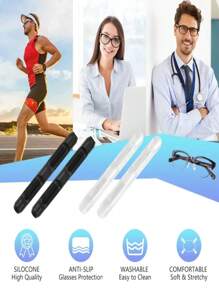 8 Peças Almofadas de Orelha de Óculos de Silicone Macias, Ganchos de Orelha Anti-Deslizamento para Óculos Confortáveis para Esportes, Corrida, Fitness, Evita que Caia, Design Elástico e Anti-Deslizante, Apoios de Nariz e Presilhas de Orelha de Silicone para Óculos