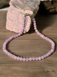 Collar gargantilla con cuentas hecho a mano con amuleto natural de 12 mm, adecuado para uso diario, regalo del Día de la Madre, gargota con 6 mm/8 mm/10 mm/12 mm (color de piedra natural aleatorio)