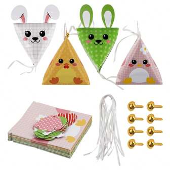 10 件装复活节糖果巧克力包装纸盒，派对用三角形礼品盒