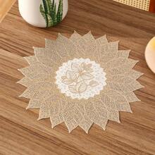 1pc/4pcs/6pcs PVC Half Heart Seedling Shaped Waterproof, Oilproof, Anti-Slip Dining Table Mat For Home, Kitchen, Hotel, Restaurant, Holiday Decoration, Washable