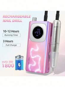 Portable Rechargeable Electric Nail Drill With 45000RPM Speed, For Acrylic Nail Removal, Polishing And Nail Art Salon Tools - Hồng - Xem 4