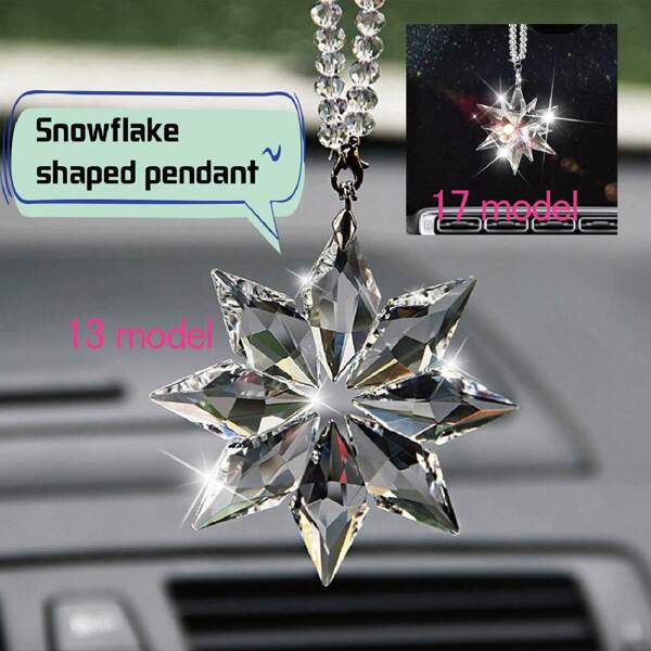 1 pieza Colgante de coche de lujo con cristal en forma de copo de nieve