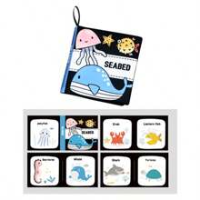 1pc Baby Crinkle Paper Book With Cartoon Black & White Pattern Cover, Handprint Sensory, Tear-Resistant, Early Learning & Cognitive Toy, Gift For Newborns