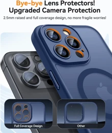 Magnetic Compatible With IPhone 16/15/14/13/12/11 Series Case, Upgraded [Full Camera Protection] [Compatible With Magsafe] [Translucent Matte] Shockproof Protective Phone Case - Azul - Ver 3