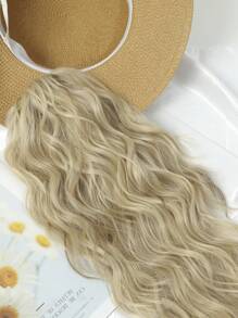 18" Ponytail Extension Claw Long Multi Layered Hair Fluffy Thick Water Wave Hair Jaw Clip In Fake Pony Tails Fake Hair Soft Natural Looking Synthetic Hairpiece For Women Bleach Blonde With Brown Highlights Hair Extensions - 金色 - 查看 5