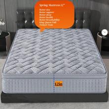 10"12" Thickness High Quality Grey Color Highly Breathable Cooling Gel Memory Foam Innerspring Hybrid Mattress Rolled Package In A Box 10 In 12 In King Queen Full Twinxl Twin