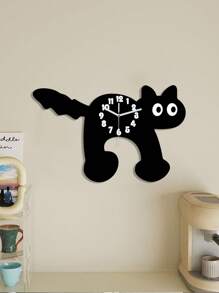 1 pieza, Reloj de pared decorativo con estilo de dibujos animados de gato y perro, silencioso, sin sonido de tic-tac. Para sala de estar, dormitorio, aula, decoración del hogar. Regalo de Navidad y cumpleaños. - Reloj de pared con forma de gato y perro - Ver 9