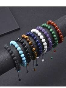 1pc Fashionable Popular Men's Green Turquoise Beaded Bracelet, Suitable For Jewelry Gift And Stylish Appearance