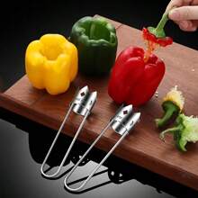 1 pieza Extractor de semillas de pimienta roja, pelador y rebanador de frutas y verduras, utensilio de cocina para pelar y cortar fácilmente