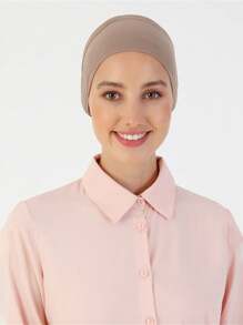 1pc Style Classic Solid Color Soft, Breathable, Stretchy Wide-Banded Absorbent Non-Slip Multifunctional Headband/Hijab Cap, Suitable For Sports, Yoga, Makeup, And Daily Wear