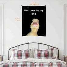 Welcome To My Baby Bed Peach Skin Cloth Hanging Duck Banner, Party Supplies Yard Sign College Room Decoration Poster, Teen Boys & Girls Welcome Background Decor Backdrop Cloth, Tapestry, Tapestry Flag For Room, Room Decor, Wall Decor, Wall Art, Room Stuffs, Flags For Room, Home Decor, Wall Tapestry