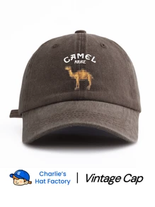 1pc Camel Color Printed Washed Baseball Cap, Classic & Fashionable, Soft Sweatband, Adjustable Size, Lightweight Sun Protection, Versatile Classic Style, Suitable For Outdoor Sports, Football Matches, Daily Wear, Parties & Vacations, Perfect Gift For Friends And Family - Camel - View 5