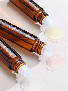 2pcs 10ml Tea Color Roll-On Bottles, Portable Roll-On Bottles, Sample Bottle, Refill Bottle, Suitable For Essential Oils, Aromatherapy, Serum, Fragrance, Refillable Home Bathroom Decor