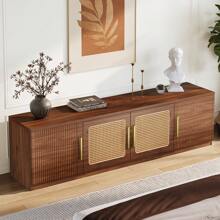 Tribesigns 70.9" TV Stand For Living Room, Mid Century Modern Entertainment Center With 6-Tier Storage Shelf, Wood Long Media Console Television Stands Cabinet For TVs Up To 80 Inches - Nâu mộc mạc - Xem 8