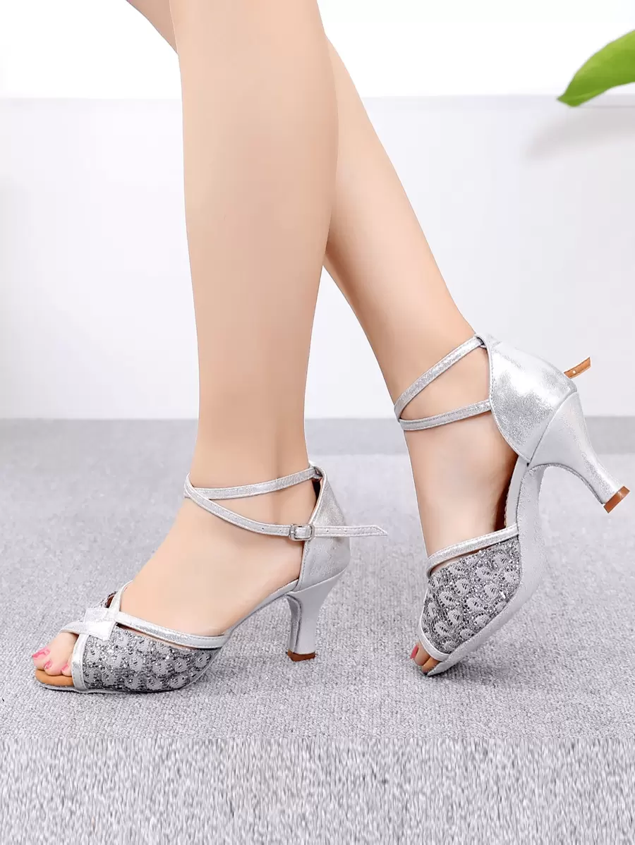 Damen Schwarze Schuhe mit 7cm Absatz Hausschlappen mit Leoparden Muster für Lateinamerikanisches Tanzen, feuchtigkeitsableitende und atmungsaktive Innenseite, weiche rutschfeste Wildledersohle, latexhaltige hochelastische Mittelsohle, für Tango, Rumba, Cha Cha, Ballroom Tanzen, Hochzeits- und Partyveranstaltungen, Tanztechnik-Schuhe, professionelle Tanzschuhe