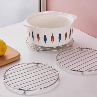 Stainless Steel Round Home Kitchen Insulation Placemat Protect Tables And Kitchen Countertops Be Suitable For Pan Holder Stand Hot Cookware Drink Thermal Insulation Cooling