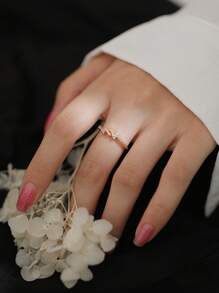 Nooxian 1 件女士斋月时尚水钻元素戒指，奢华闪电锆石戒指