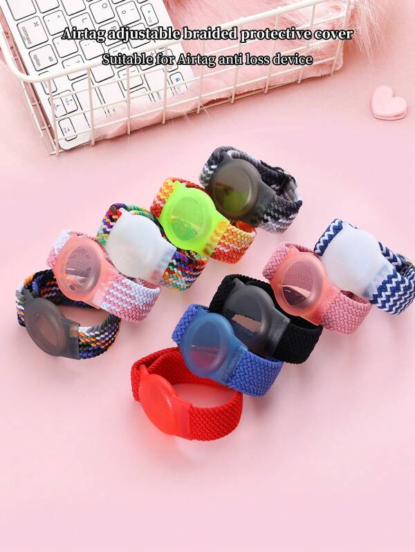 1pc/2pcs Woven Adjustable Colorful Protective Case Compatible With Apple Airtag Tracker, Waterproof And Anti-Scratch, Suitable For Anti-Lost Airtag Locator (Airtag Tracker Not Included)