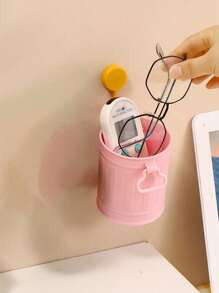 1 件塑料收纳盒，桌面杂物整理器，化妆刷架，学生办公桌垃圾桶，办公室，学习用品 - 彩色 - 查看 6