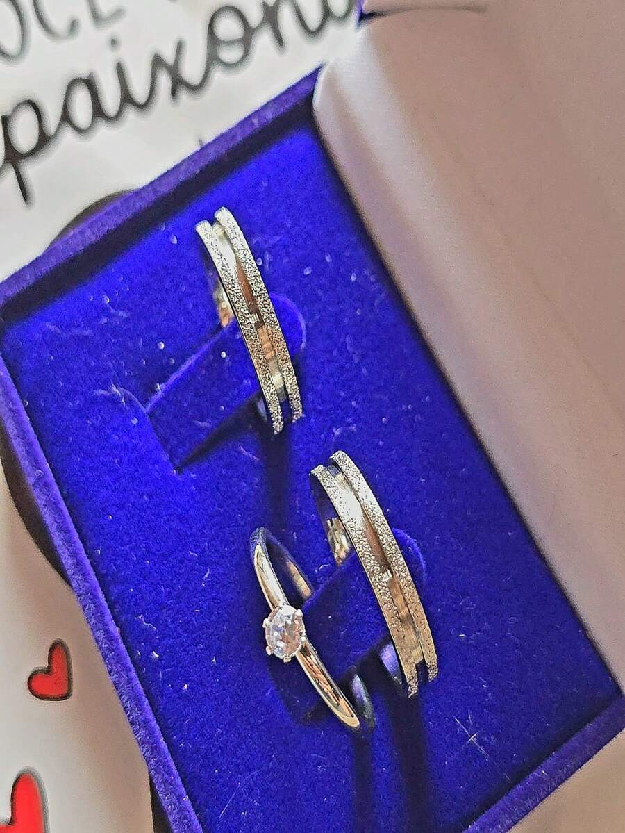 4mm Engagement Ring 925 Silver Plated 4mm Diamond + Box And Ring - 銀色 - 查看 1