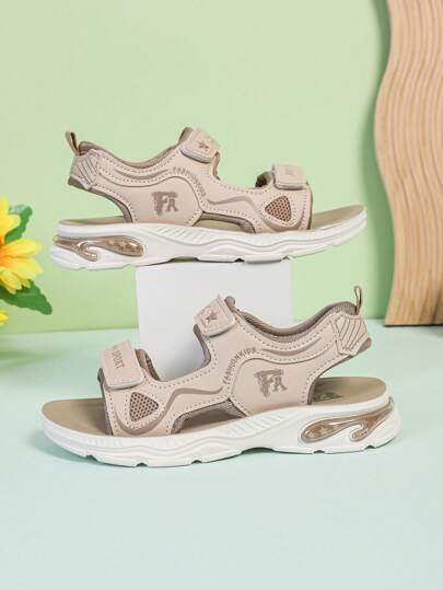 1 双儿童新款时尚舒适软底男童女童运动凉鞋，PU 钩环设计户外平底运动凉鞋，适合夏季