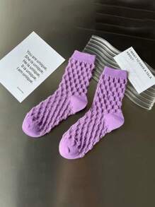 8 Pairs Women's Colorful Bubble Slouchy Socks, Cute & Minimalist, Soft & Breathable, Suitable For Spring/Autumn Daily Wear