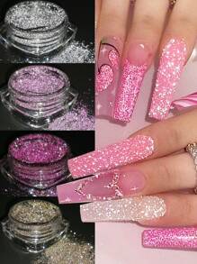 10g Shiny Reflective Diamond Nail Glitter Powder Silver Holographic Micro Drill Dazzling Crystal Gel Polish Manicure Pigment ,Reflective Silver Nail Powder Flash Disco Diamond Chrome Pigment Dipping Powder Nail Glitter Rhinestone Sequins - Multicolor - View 11