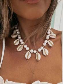 Cuier 1PC Sun Natural Boho Shell Necklace For Women Girls Sandy Choker Gift Beach Vacation Handmade Necklaces Jewelry