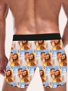 1pc Custom Boxers For Men, Personalized Men's Underwear, Custom Boxer Briefs, Personalized Boxers For Husband, Custom Funny Faces Boxers Briefs, Valentine Gift, Anniversary Gift, Birthday Gift,Underwear & Sleepwear,Easy Comfort,Anniversary Gift, Valentine Gift, Birthday Gift, Wedding Gift - Black - View 5