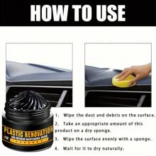 Restaurador de plástico para uso general en automóviles, pasta negra de caucho, gel negro para neumáticos, para restaurar superficies exteriores e interiores descoloridas y oxidadas en automóviles, apropiado para decoración de automóviles, parachoques, carcasas de espejos - 1 pieza + esponja - Ver 8