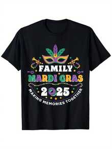 Mardi Gras Familiar 2025 Haciendo Recuerdos Juntos Camiseta a Juego - Negro - Ver 2
