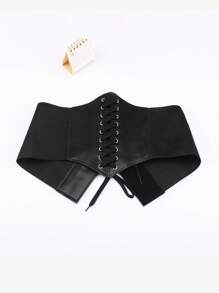 1pc Solid Color Palace Style Vintage Elegant PU Leather Waist Belt