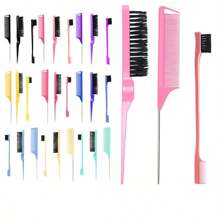 مجموعة فرش الشعر 3 قطع, تشمل مشط ذيل معدني والفرشاة الاتجاه للحواجب - متعدد الألوان - مشاهدة 1