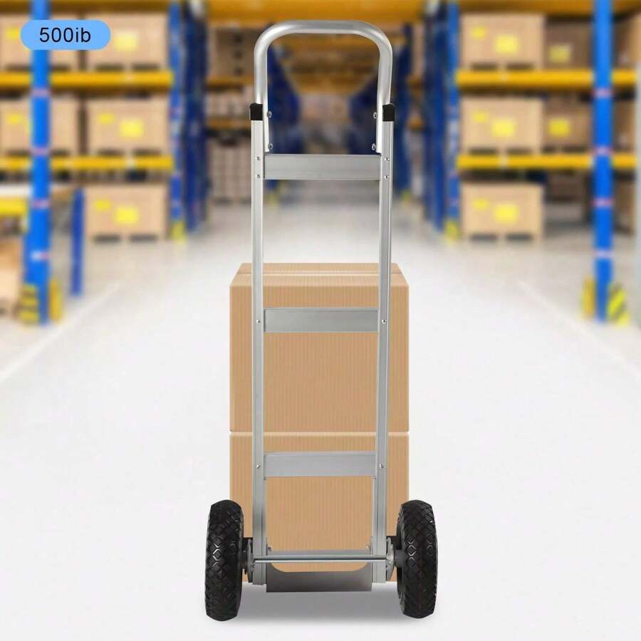 Futchoy Aluminum Alloy Hand Truck Cart Heavy Duty Dolly W/ Rubber Wheels 500lbs