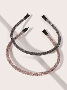 2pcs/Set Shimmery Rhinestone Decor Minimalist Hair Hoop, Versatile Accessory
